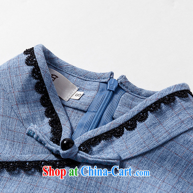 Yin Yue seal 2015 Chinese in short, short, short T-shirt with elegant Ethnic Wind improved cheongsam shirt ladies shirt T toner blue XXL seal, Yin Yue, shopping on the Internet