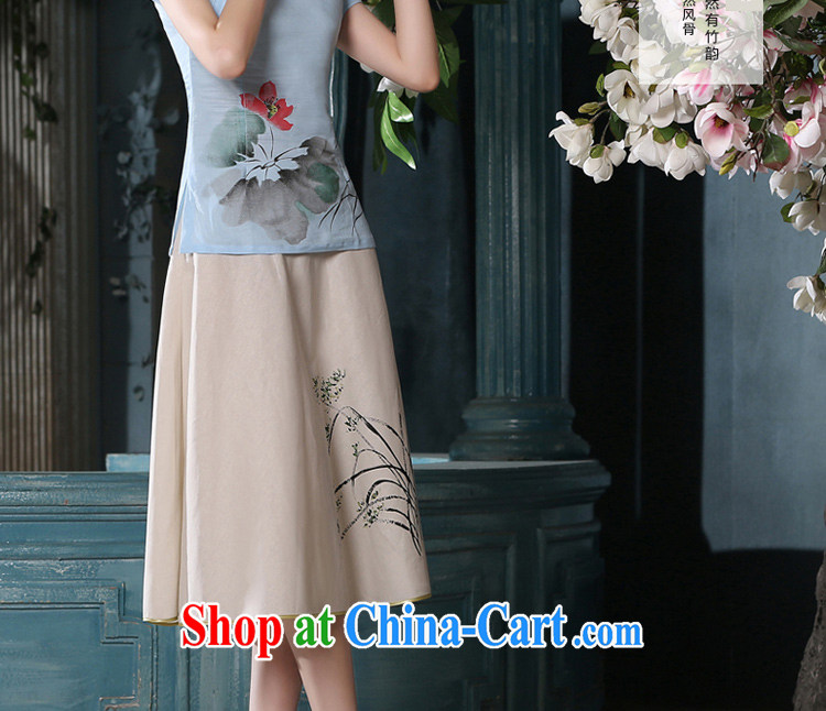 pro-am summer day National wind women cotton the Chinese Chinese Antique linen package improved cheongsam girls T-shirt A 0079 - A T-shirt + P 0011 skirt XL pictures, price, brand platters! Elections are good character, the national distribution, so why buy now enjoy more preferential! Health