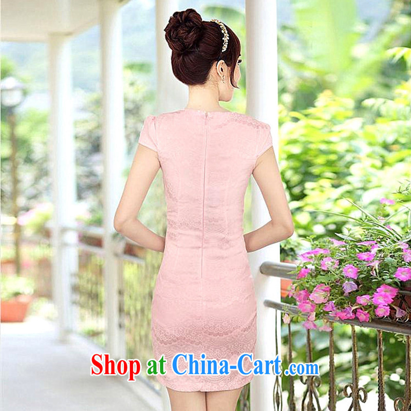 light at the summer short cotton dresses retro improved daily cheongsam dress elegance dresses AQE 8023 pink XXL, light (at the end QM), online shopping