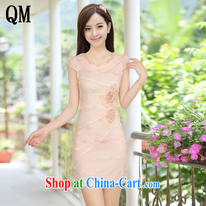 light at the summer short cotton dresses retro improved daily cheongsam dress elegance dresses AQE 8023 pink XXL, light (at the end QM), online shopping