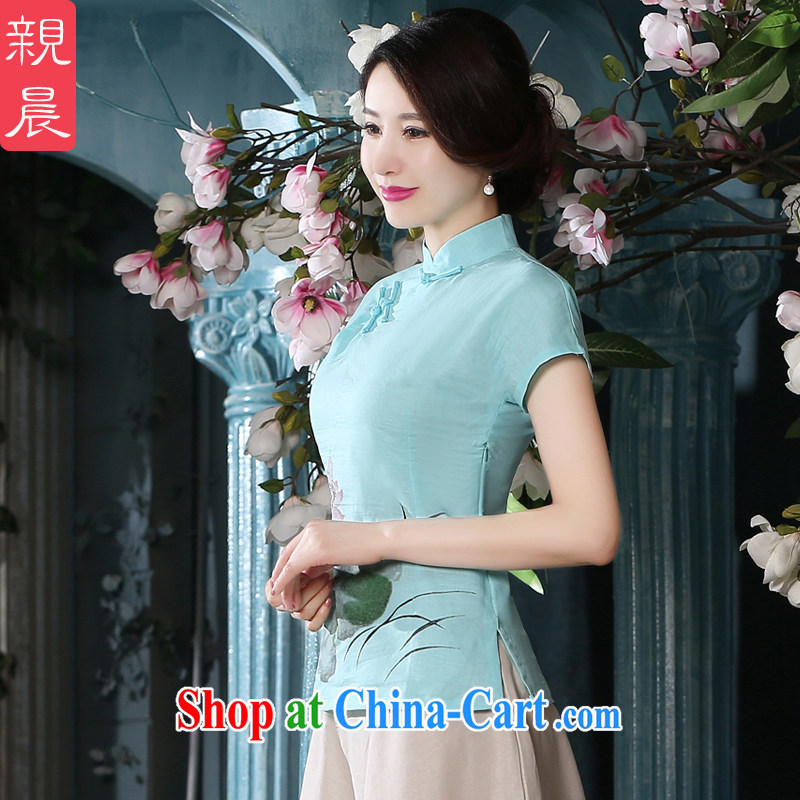pro-am summer wear new products cotton the female Chinese daily retro Upgrade Kit Chinese Ethnic Wind cheongsam girls T-shirt A 0079 - C T-shirt + P 0011 skirt XL, pro-am, and shopping on the Internet