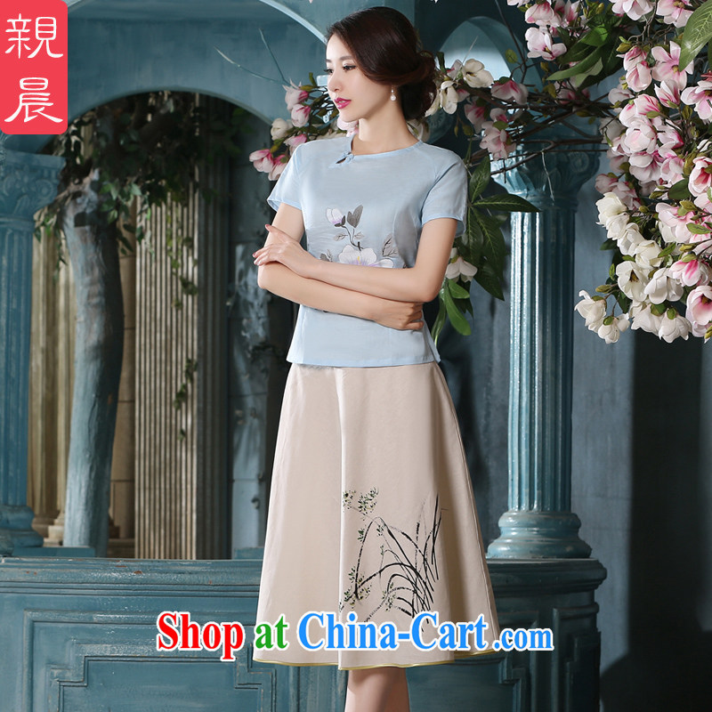 pro-am summer 2015 with new, improved day-package short skirts retro cotton mA short-sleeved literary women dresses A T-shirt 0074 T-shirt + P 0011 skirt XL, pro-am, shopping on the Internet
