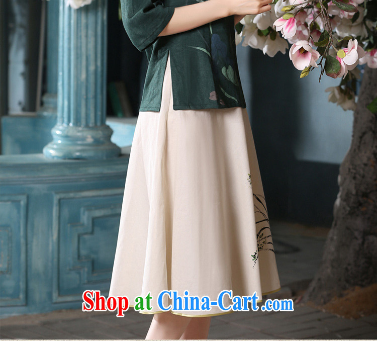 pro-am 2015 new daily improved summer short-sleeved 7 sub-cuff antique China wind Kit cotton the cheongsam shirt A 0080 - A T-shirt + P 0011 skirt XL pictures, price, brand platters! Elections are good character, the national distribution, so why buy now enjoy more preferential! Health