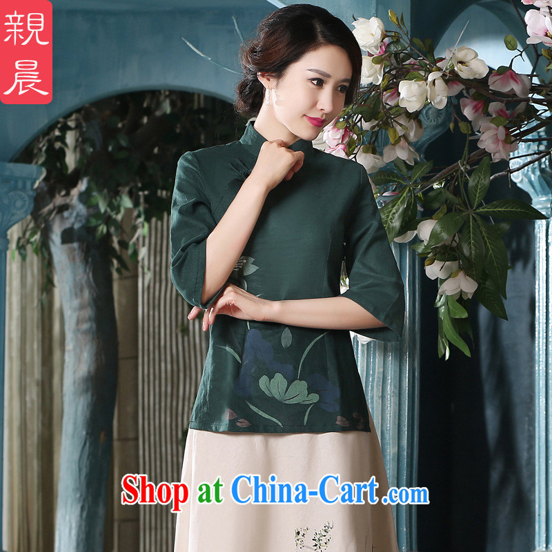pro-am 2015 new, improved day summer short-sleeved 7 sub-cuff antique China wind Kit cotton the cheongsam shirt A 0080 - A T-shirt + P 0011 skirt XL, pro-am, and shopping on the Internet