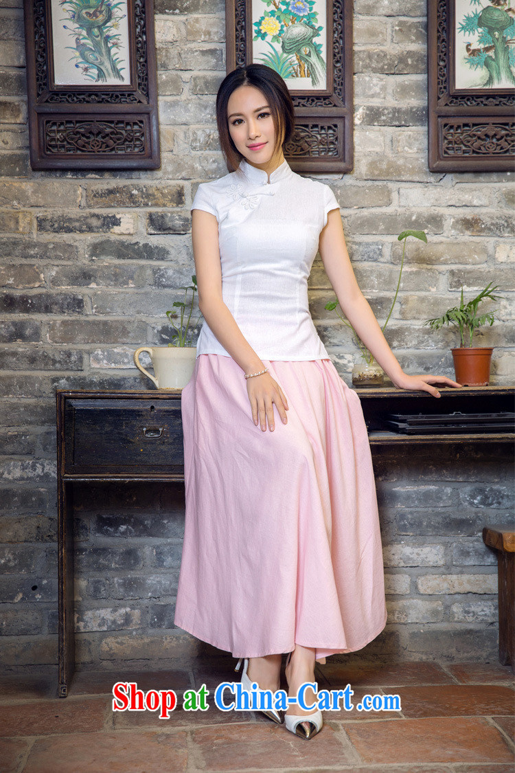 Shallow End Of Korea small clean linen Pure pigment Chinese T-shirt retro improved daily short-sleeved shirt AQE 2065 pink XXL pictures, price, brand platters! Elections are good character, the national distribution, so why buy now enjoy more preferential! Health