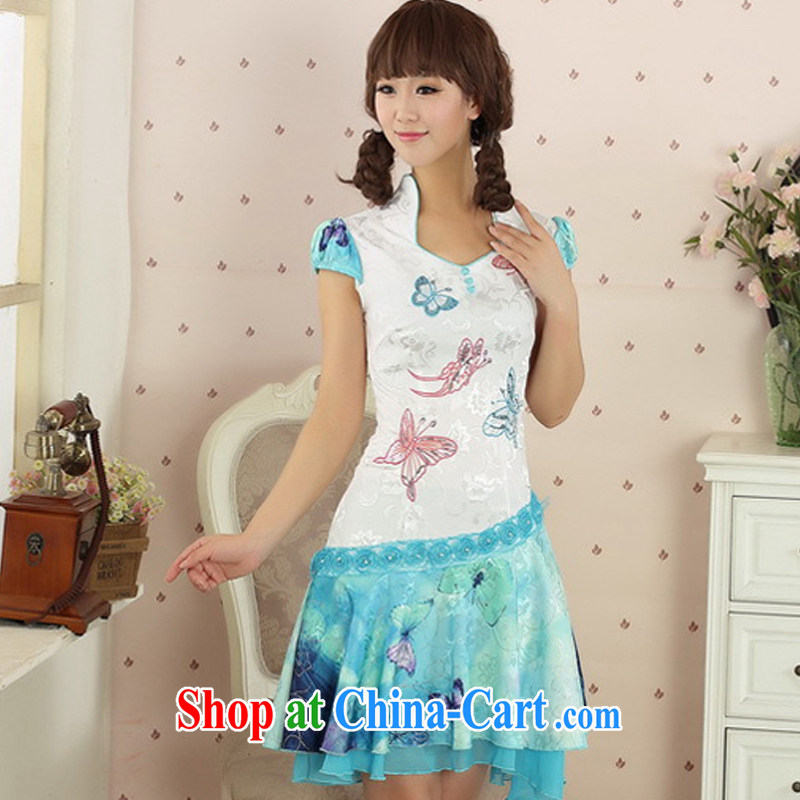 light at the Summer Beauty Fashion dresses, dresses retro girls improved daily republic of Tang replace AQE 3428 blue XL, shallow end (QM), shopping on the Internet