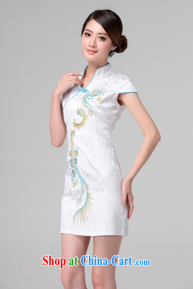 light at the retro embroidery Phoenix short-sleeved qipao improved daily dresses, dresses of Korea Tang women AQE 613 blue XXL pictures, price, brand platters! Elections are good character, the national distribution, so why buy now enjoy more preferential! Health