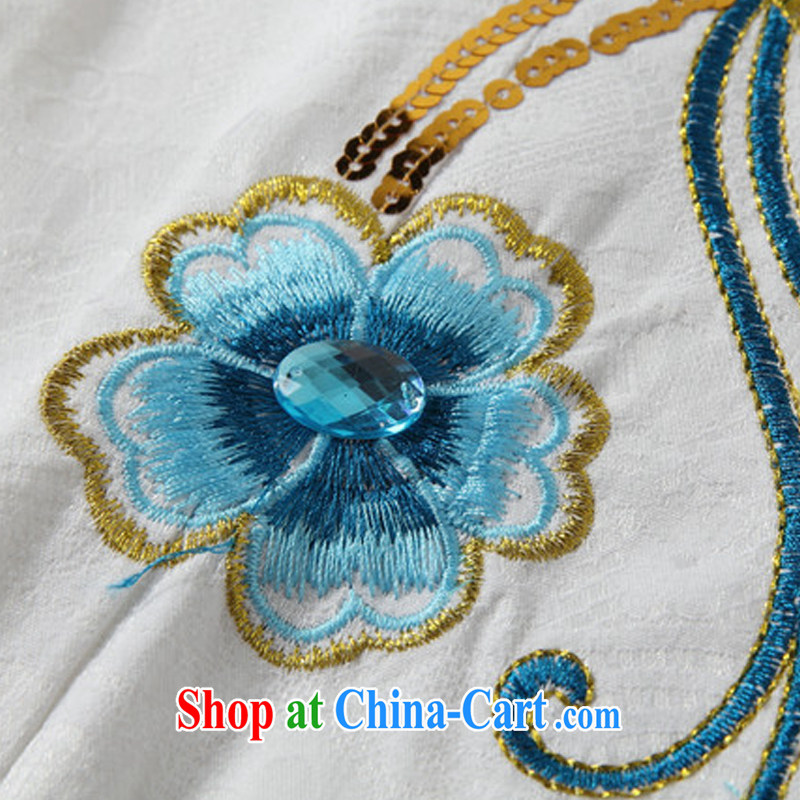 The retro-girl summer embroidered short, dresses, fashionable round-collar dresses, dresses AQE 807 blue L, the stream (OULIU), and, on-line shopping