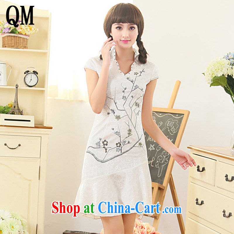 light at the Summer load and Stylish retro dresses improved daily cheongsam dress Ethnic Wind Korea Tang replace AQE 3386 white XL