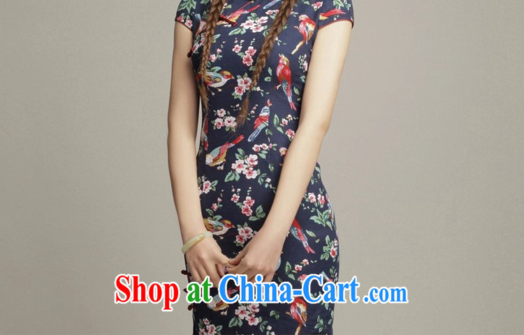 The Commission cotton robes 2015 new spring and summer short, Retro beauty and stylish improved daily cheongsam dress dark blue XL pictures, price, brand platters! Elections are good character, the national distribution, so why buy now enjoy more preferential! Health