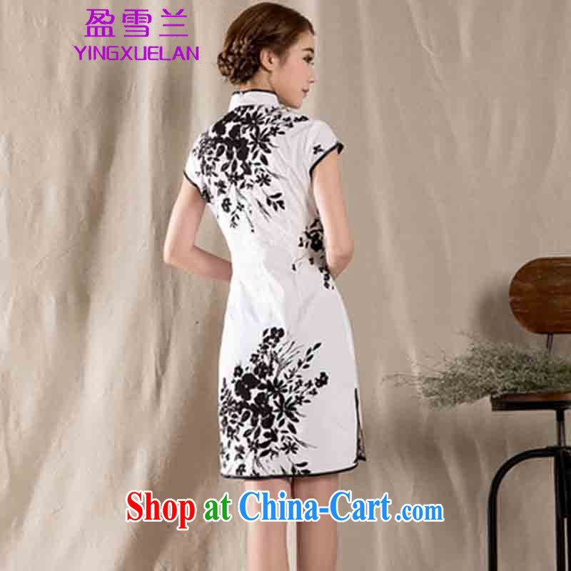 Surplus snow, summer 2015 new stylish and refined antique cheongsam dress China wind stamp dress #1225 white XL, surplus Snow (YINGXUELAN), online shopping