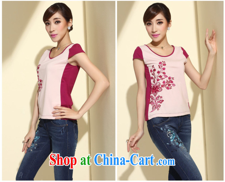 Cyd Ho Kwun Tong take-off half-summer 2015 summer new short-sleeved shirt T China wind girls cotton short T-shirt pink L pictures, price, brand platters! Elections are good character, the national distribution, so why buy now enjoy more preferential! Health