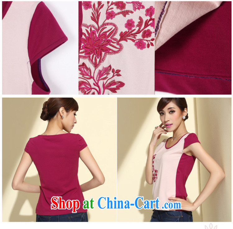Cyd Ho Kwun Tong take-off half-summer 2015 summer new short-sleeved shirt T China wind girls cotton short T-shirt pink L pictures, price, brand platters! Elections are good character, the national distribution, so why buy now enjoy more preferential! Health