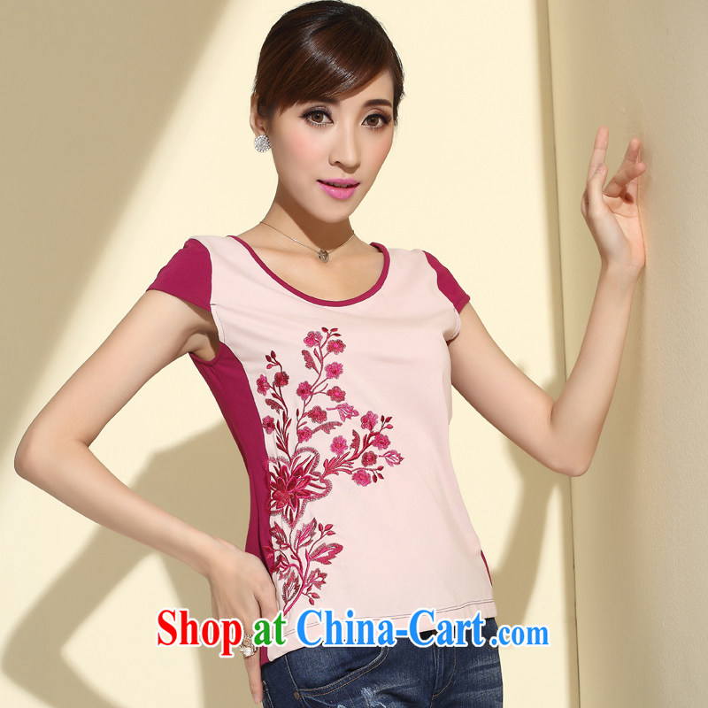 Cyd Ho Kwun Tong take-off half-summer 2015 summer new short-sleeved shirt T China wind girls cotton short T-shirt pink L, Su-koon Tang, shopping on the Internet