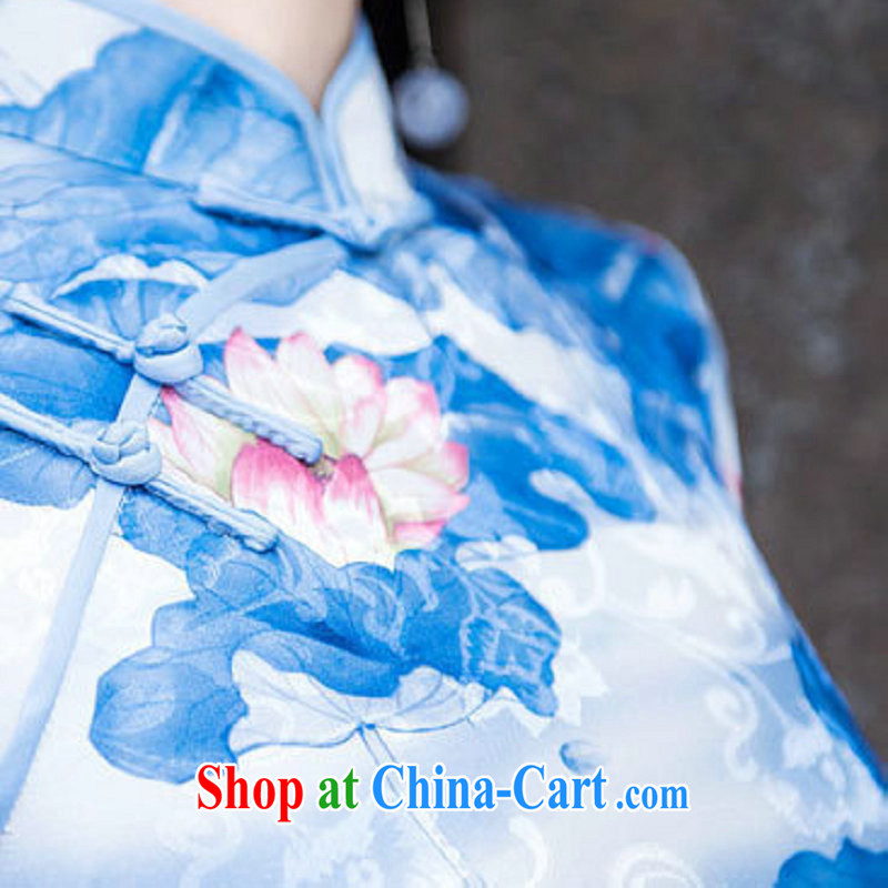 Still, the cheongsam dress summer beauty and Stylish retro improved casual elegance female cheongsam dress Chinese cheongsam daily 5223 light blue XXL, yet, and that, on-line shopping