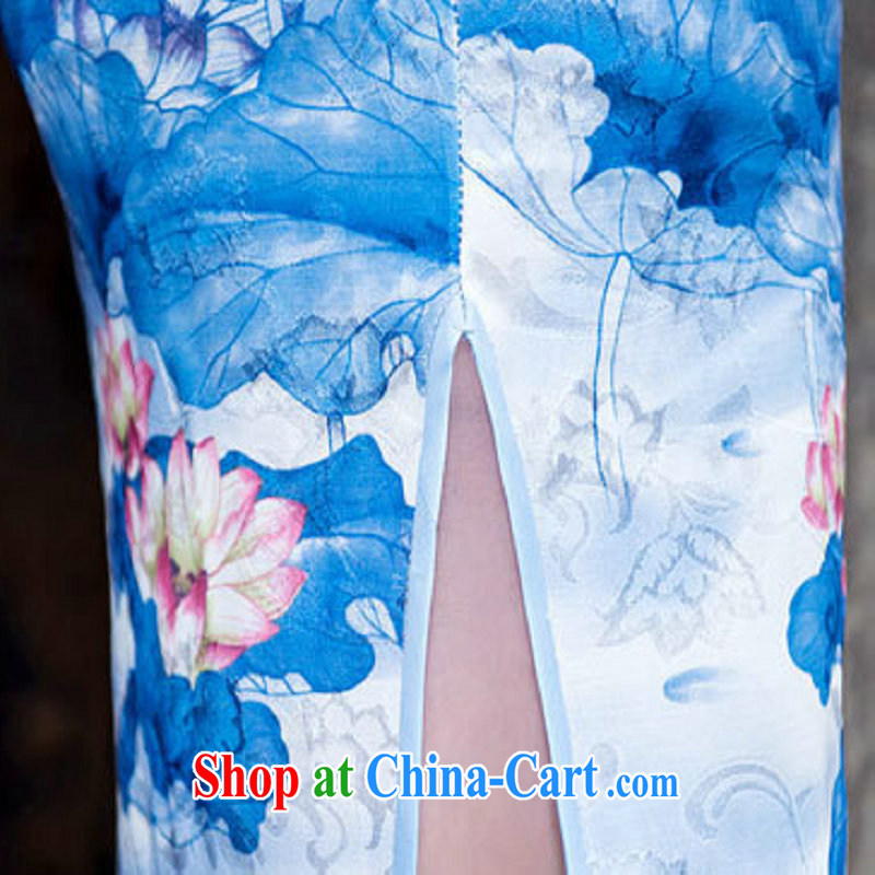 Still, the cheongsam dress summer beauty and Stylish retro improved casual elegance female cheongsam dress Chinese cheongsam daily 5223 light blue XXL, yet, and that, on-line shopping