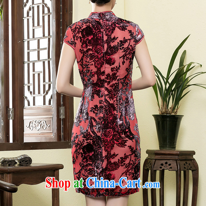 Royal Seal Yin Yue 2015 summer New Silk black take a lint-free cloth robes, daily improved banquet cheongsam dress picture color 4 XL seal, Yin Yue, shopping on the Internet