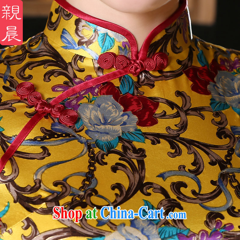 pro-am 2015 new daily summer upscale sauna silk, short, short-sleeved heavy Silk Cheongsam dress short 3 XL, pro-am, and shopping on the Internet