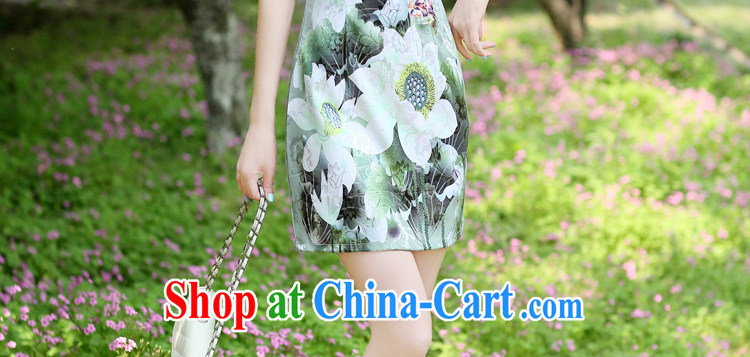 Yun-hsuan, 2015 new summer lady stylish beauty improved cheongsam dress China wind cheongsam dress Green lotus 3 XL pictures, price, brand platters! Elections are good character, the national distribution, so why buy now enjoy more preferential! Health