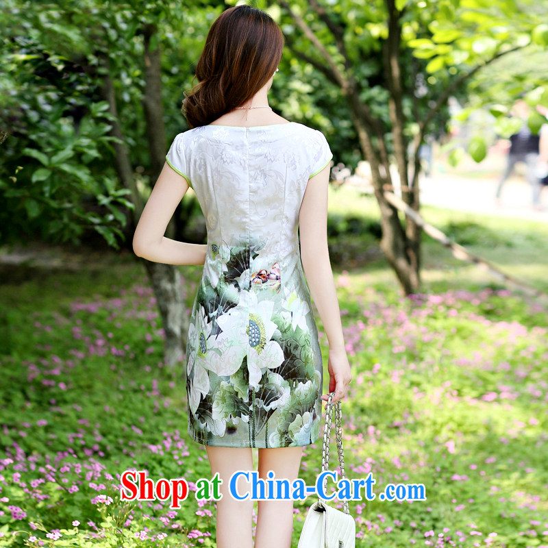 Yun-hsuan, 2015 new summer lady stylish beauty improved cheongsam dress China wind cheongsam dress Green lotus 3 XL, cloud, Xuan (yunluoxuan), and, on-line shopping
