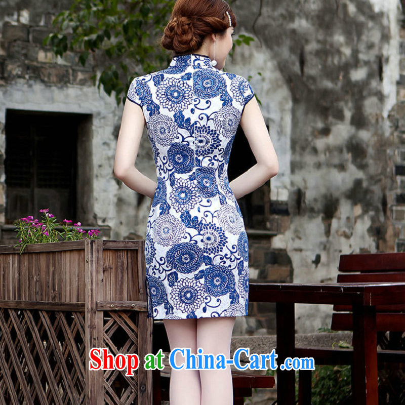 There is a summer new, improved cheongsam stylish beauty graphics thin cheongsam dress summer Chinese short qipao gown 5226 light blue XXL, there is a, and shopping on the Internet