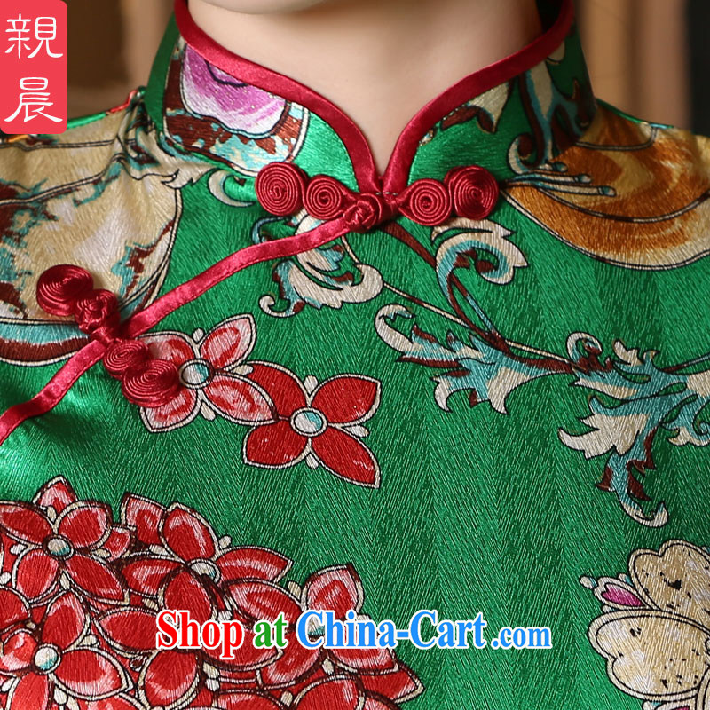 pro-am 2015 new daily summer, improved stylish heavy silk high quality sauna Silk Cheongsam dress short 3 XL, pro-am, shopping on the Internet