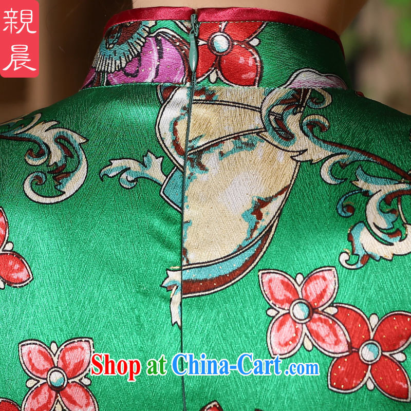 pro-am 2015 new daily summer, improved stylish heavy silk high quality sauna Silk Cheongsam dress short 3 XL, pro-am, shopping on the Internet