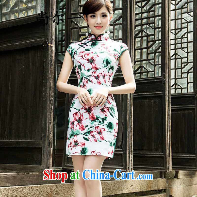 There is a summer renovation, graphics thin cheongsam dress summer Chinese short qipao gown 5227 Map Color M