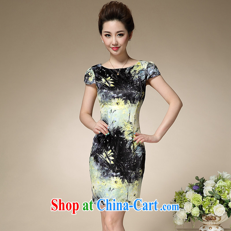 Feng Yi cotton trim 2015 new stamp duty mom with short-sleeved Sau San emulation Silk Dresses style retro dresses FA 8988 055 orange 3 XL, Feng Yi cotton ornaments, shopping on the Internet