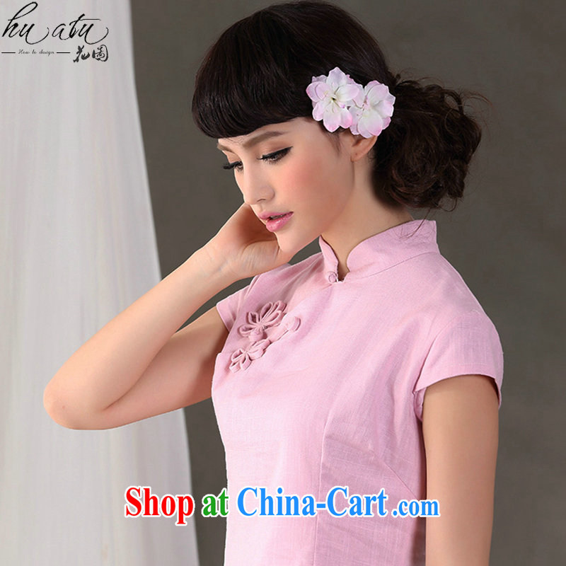 spend the summer with new, Ms. Tang is stylish, for a solid color cotton improvement the Commission is a tight cheongsam Chinese T-shirt Orchid pink 2 XL, figure, and shopping on the Internet