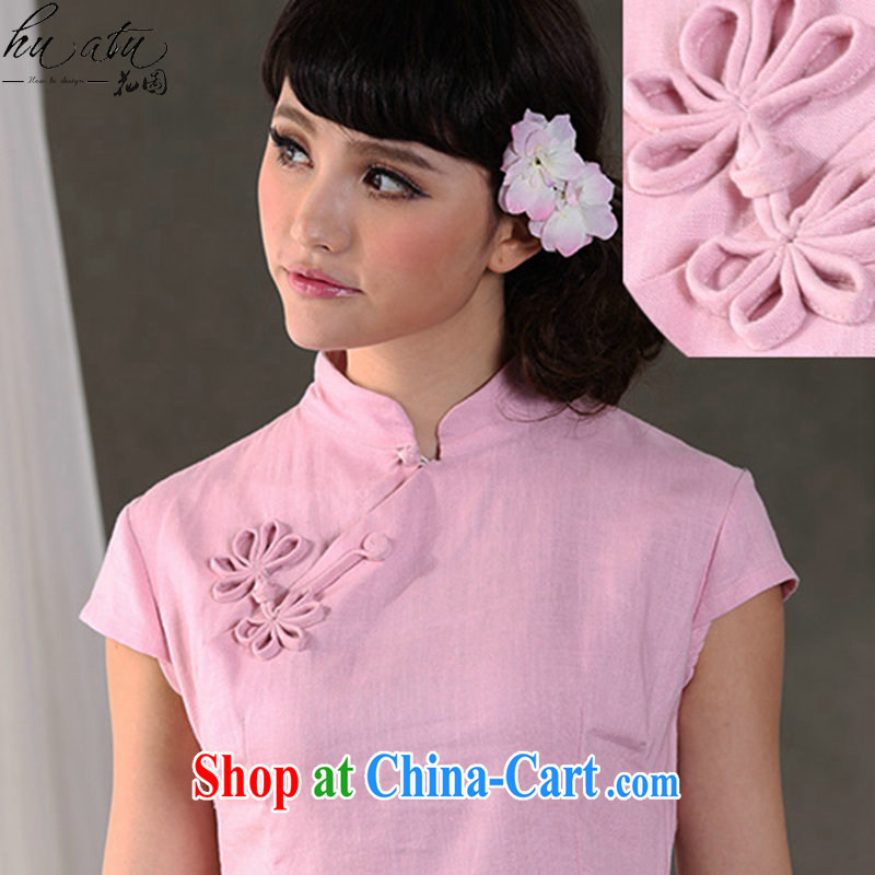 spend the summer with new, Ms. Tang is stylish, for a solid color cotton improvement the Commission is a tight cheongsam Chinese T-shirt Orchid pink 2 XL, figure, and shopping on the Internet
