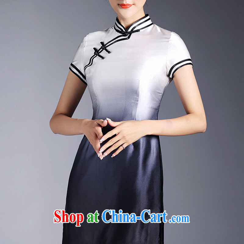 2015 new, improved cheongsam dress summer dress Silk Cheongsam dress exclusive sauna silk dress short-sleeved short Ki robes, rare elements, and shopping on the Internet