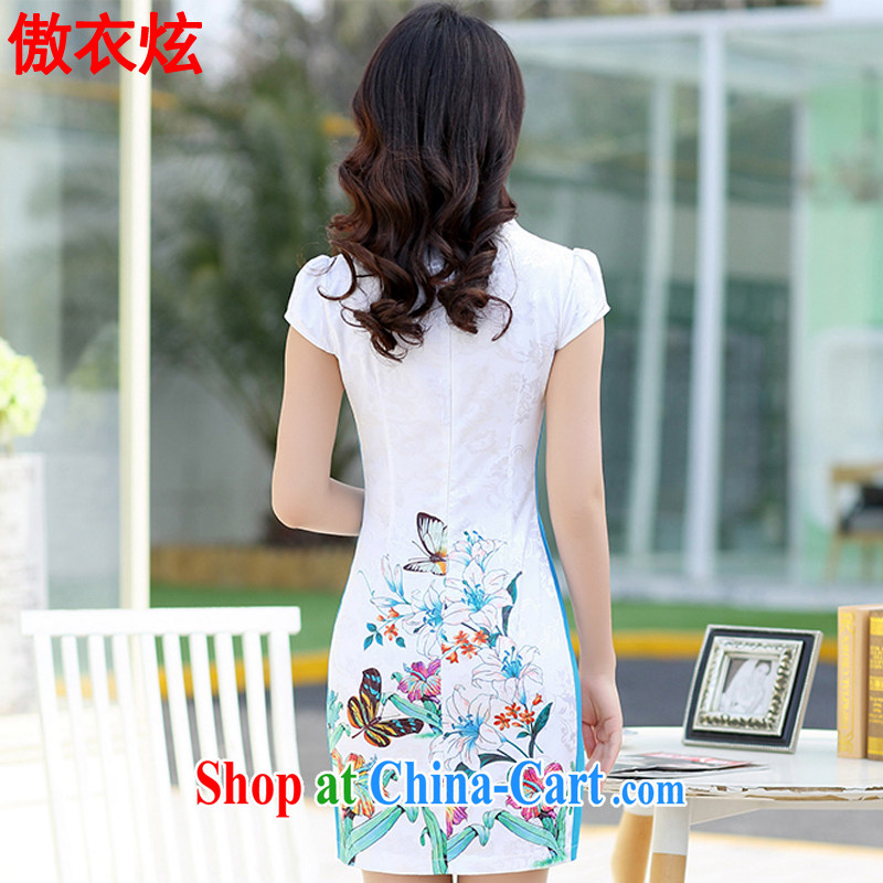 As well as Yi Hyun 2015 dresses summer female temperament short-sleeved beauty graphics thin stamp further cheongsam dress L 9359 blue 3 XL, as well as clothing and cool, and, shopping on the Internet