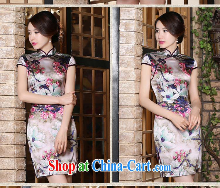 pro-am, new 2015 daily summer improved stylish short, short-sleeved upscale silk sauna Silk Cheongsam dress short 2 XL pictures, price, brand platters! Elections are good character, the national distribution, so why buy now enjoy more preferential! Health