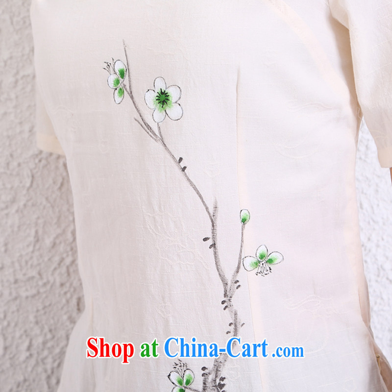 Imperial Palace, summer 2015 new national fresh Chinese Chinese cotton Ma T-shirt National wind, served short-sleeve beige XL, Imperial Palace (yuumuu), shopping on the Internet