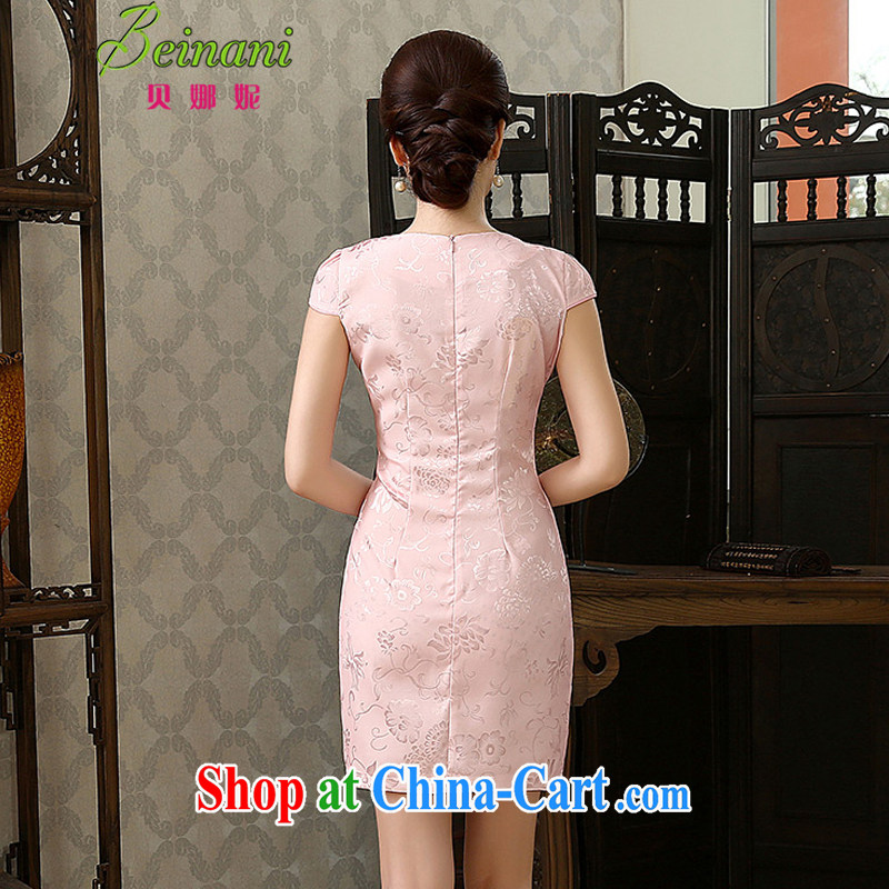 ADDIS ABABA, Connie 2015 new cheongsam dress stylish and refined beauty elegant short embroidery cheongsam dress dresses L 113 pink L, Addis Ababa, Connie (Beinani), online shopping
