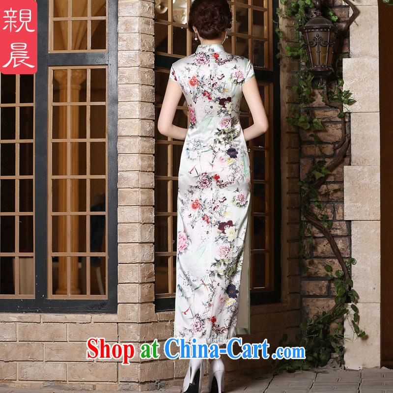 pro-am 2015 new summer daily short, short-sleeved upscale Silk Cheongsam dress, improved and stylish dresses long 2XL, pro-am, shopping on the Internet