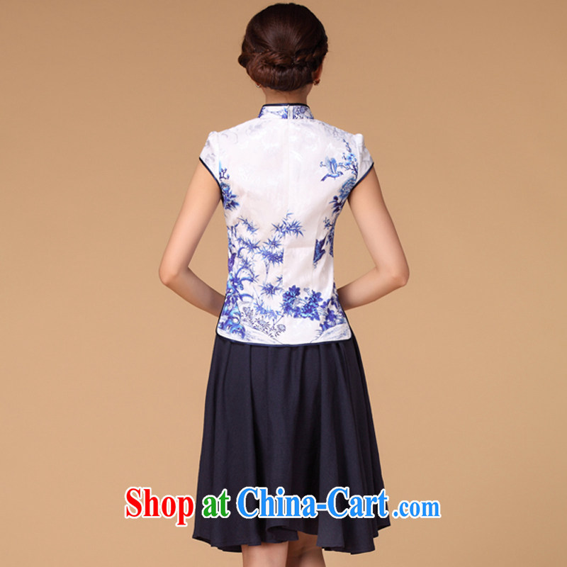 Property is property, Han-summer 2015 New Tang on the Chinese National wind female improved blue and white porcelain cheongsam dress blue and white porcelain XXXL, property, language (wuyouwuyu), shopping on the Internet