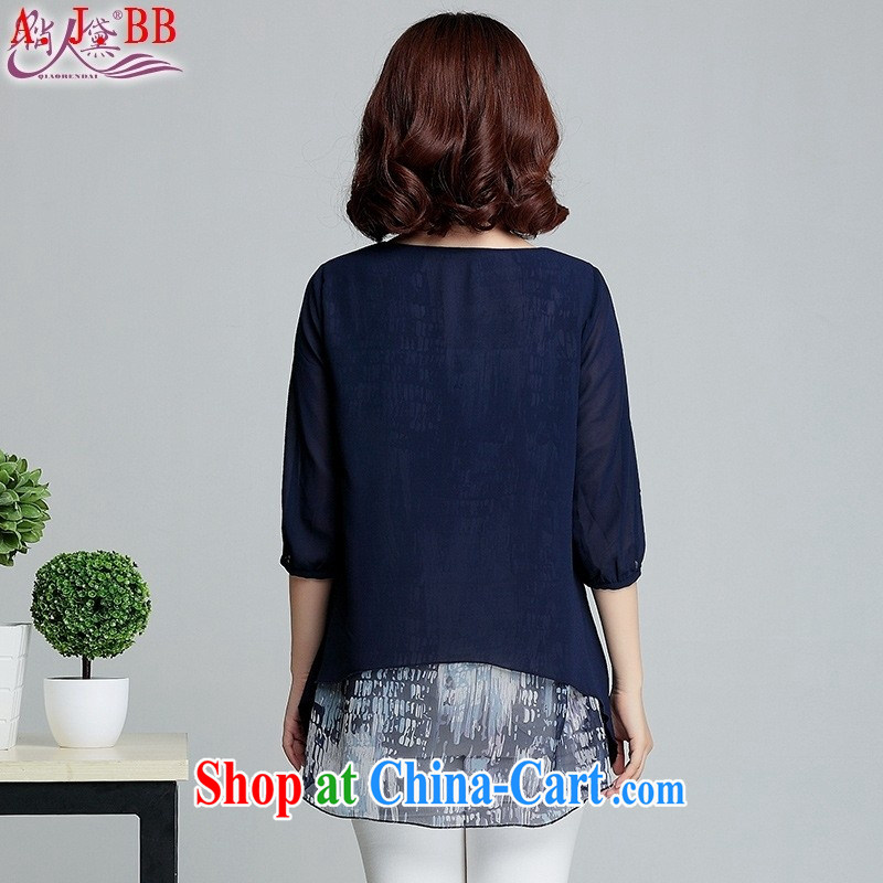Black butterfly thick mm summer 2015 and is indeed increasing, female stamp snow woven shirts graphics thin, long, short-sleeved shirt T Tibetan youth large code L, A . J . BB, shopping on the Internet