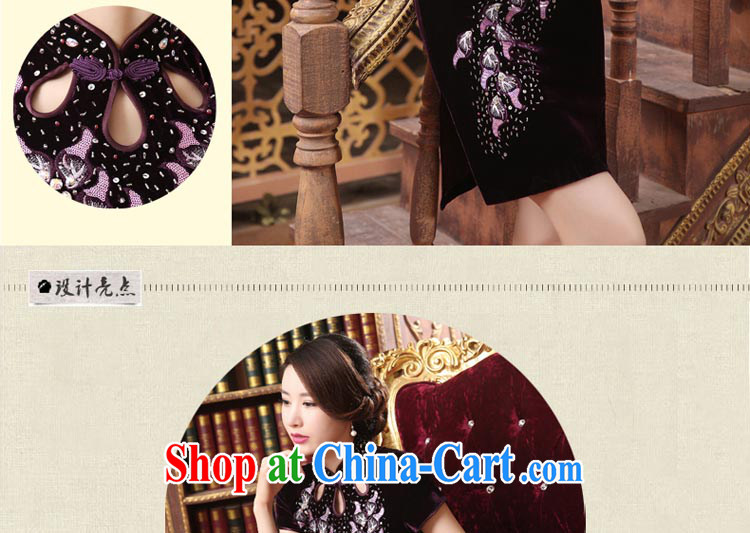 pro-am 2015 new summer daily improved stylish short velvet cheongsam dress wedding MOM replace dresses short 2 XL pictures, price, brand platters! Elections are good character, the national distribution, so why buy now enjoy more preferential! Health