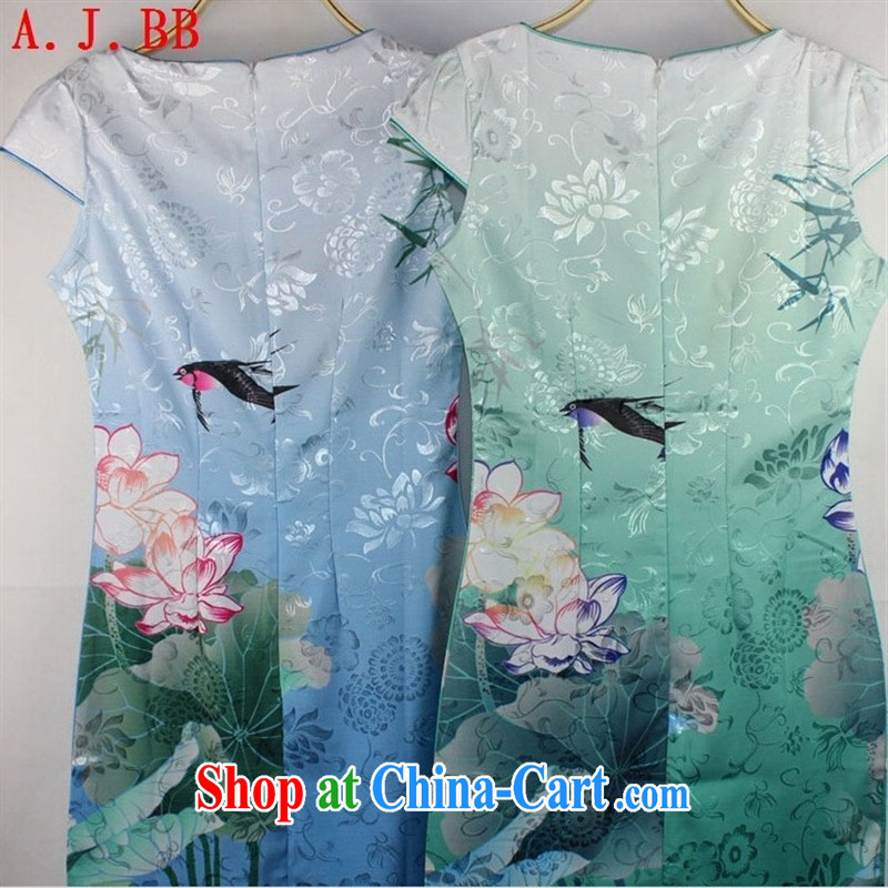 Black butterfly summer 2015 new stylish beauty dresses retro Lotus the color gradient improved fashion cheongsam dress colored blue XXL, A . J . BB, and shopping on the Internet