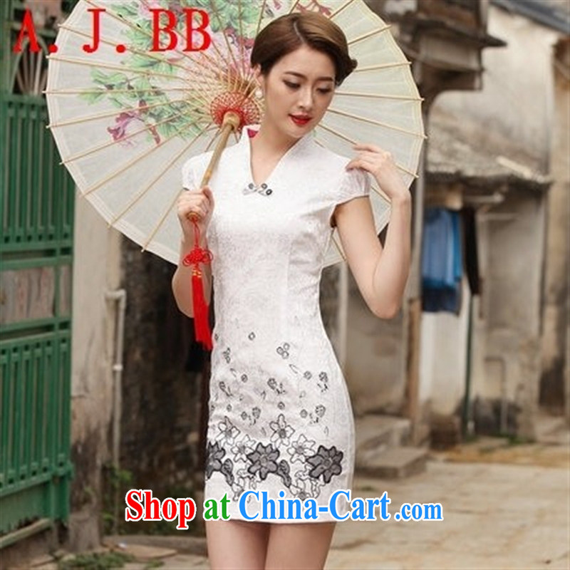 Black butterfly 2015 new summer, new and Stylish retro short cheongsam improved cheongsam dress, daily outfit skirt pink XXL, A . J . BB, and shopping on the Internet