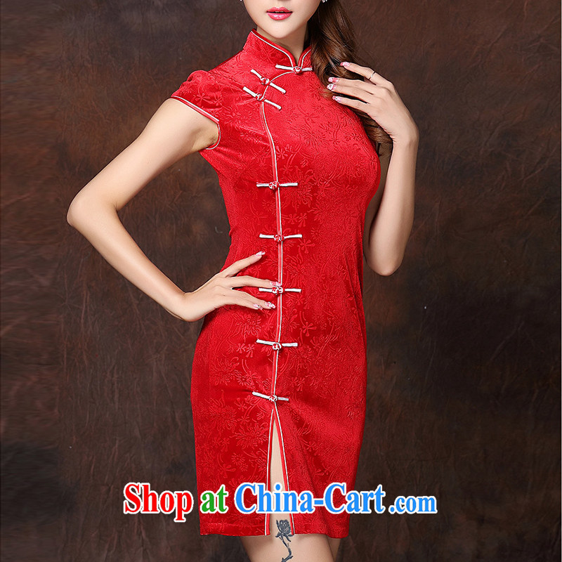New Chinese Tang women summer gown, improved cheongsam dress short-sleeved, cultivating wedding dress red toast clothing red 4 XL, rare elements, and, on-line shopping