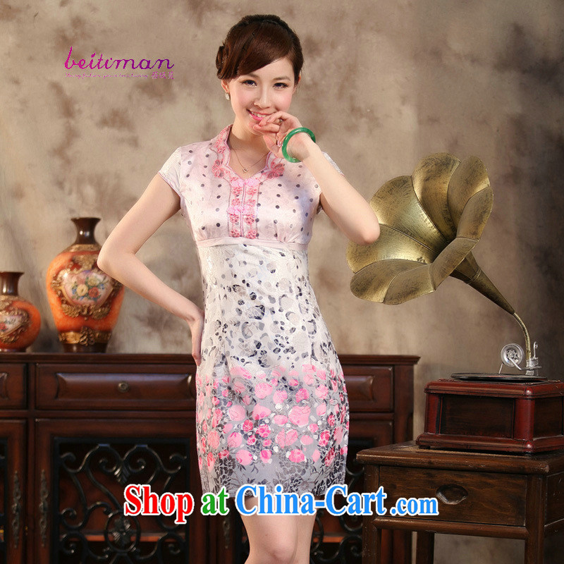 Mrs Ingrid sprawl economy improved cheongsam small clear, elegant and classy V collar jacquard cotton Chinese qipao dresses HL 095 lovely toner XXL