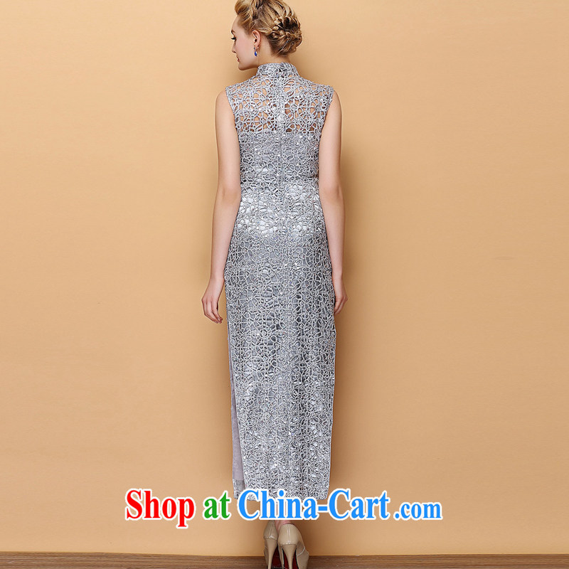 2015 new, improved long dresses Summer Language empty on-chip pin pearl cultivation video Slim, stylish gowns wedding dress girl silver 4XL, rare elements, and shopping on the Internet