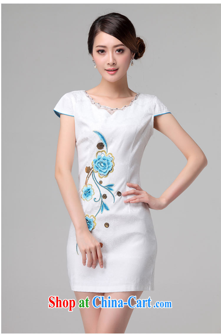 Barbie charm and Asia 2015 summer new Korean beauty and stylish retro short-sleeved Chinese qipao, long dresses white L pictures, price, brand platters! Elections are good character, the national distribution, so why buy now enjoy more preferential! Health