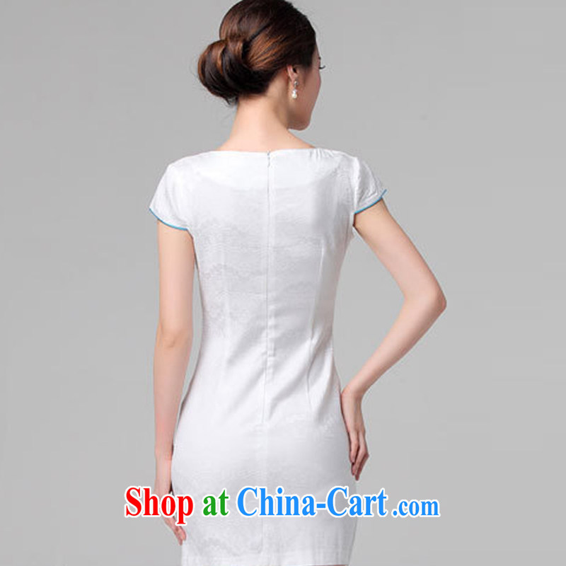 2015 summer edition Korea beauty and Stylish retro short-sleeved Chinese qipao, long dresses white M, charm and Asia Pattaya (Charm Bali), online shopping