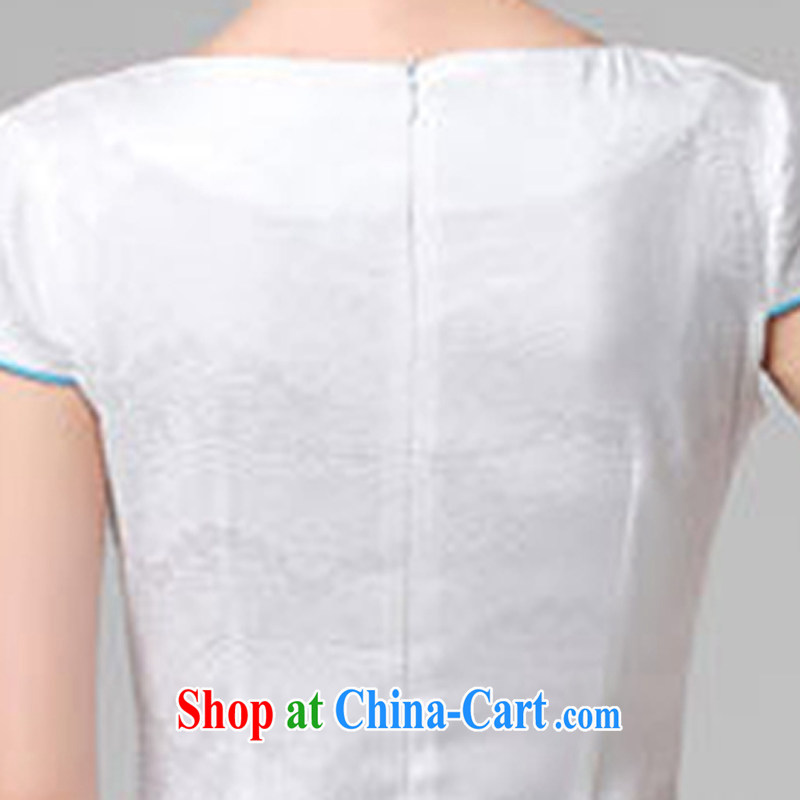 2015 summer edition Korea beauty and Stylish retro short-sleeved Chinese qipao, long dresses white M, charm and Asia Pattaya (Charm Bali), online shopping