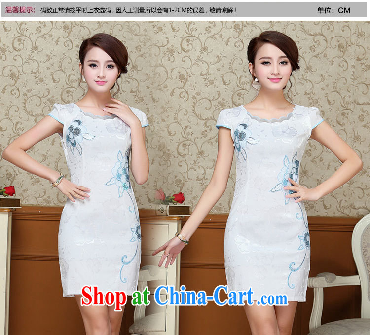 Barbie charm and Asia 2015 summer Korean beauty and stylish retro short-sleeved Chinese qipao, long style dress light blue XXL pictures, price, brand platters! Elections are good character, the national distribution, so why buy now enjoy more preferential! Health
