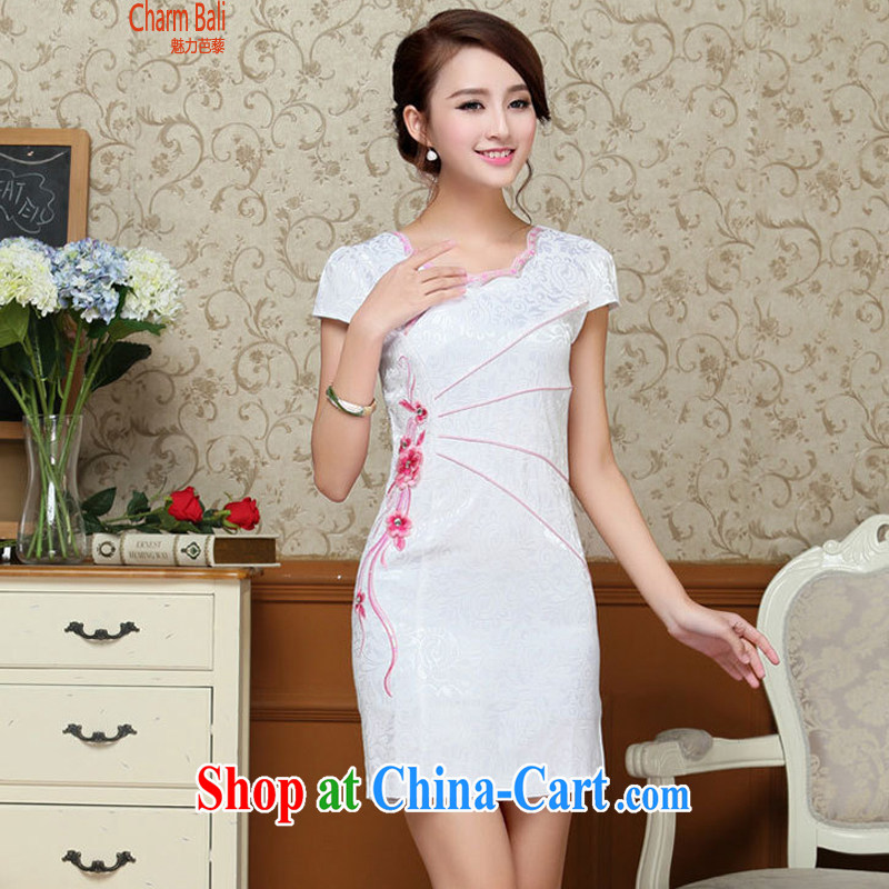 Hip Hop charm and Asia 2015 summer Korean beauty and stylish retro petal collar short-sleeved Chinese qipao, long dresses red L